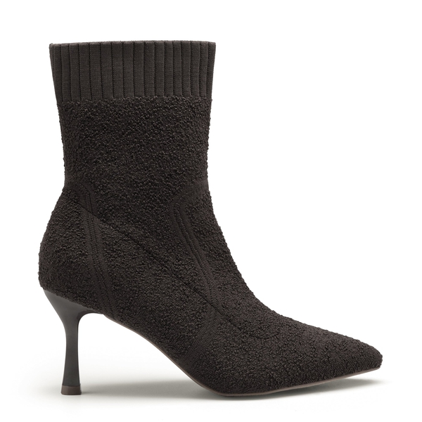 Knitted Stiletto Ankle Booties - BROWN KNITTING - 3